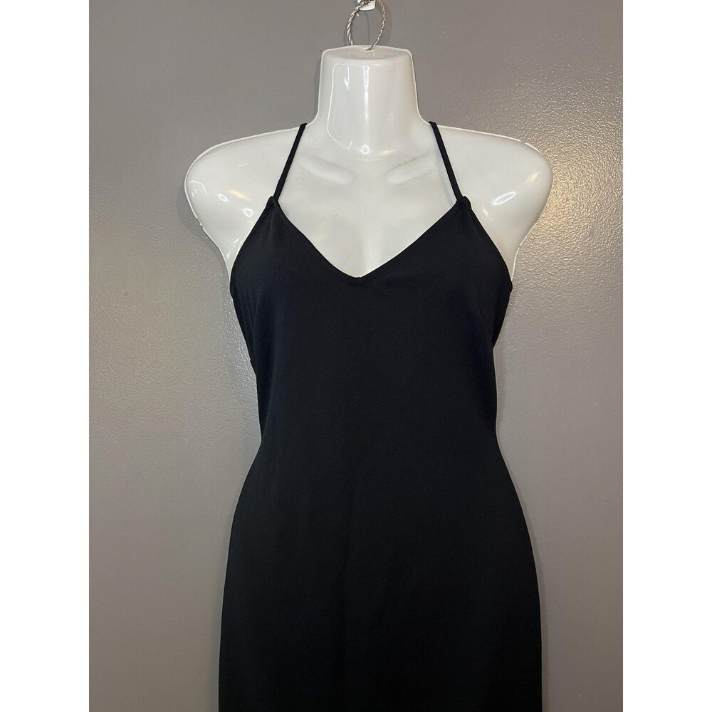 The Vintage Shop Dress Womens Large Black Halter Midi Corset Waist Bodycon